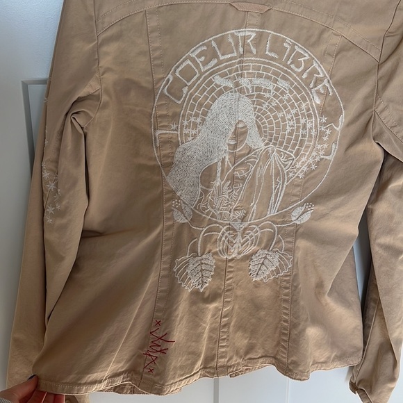 Johnny Was Los Angeles Khaki Embroidered Coeur Libre Jacket Size Small - Picture 7 of 9